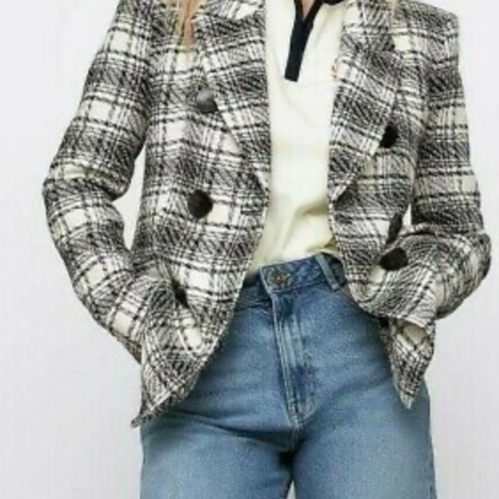 ZARA TEXTURED PLAID BLAZER - Picture 2 of 3